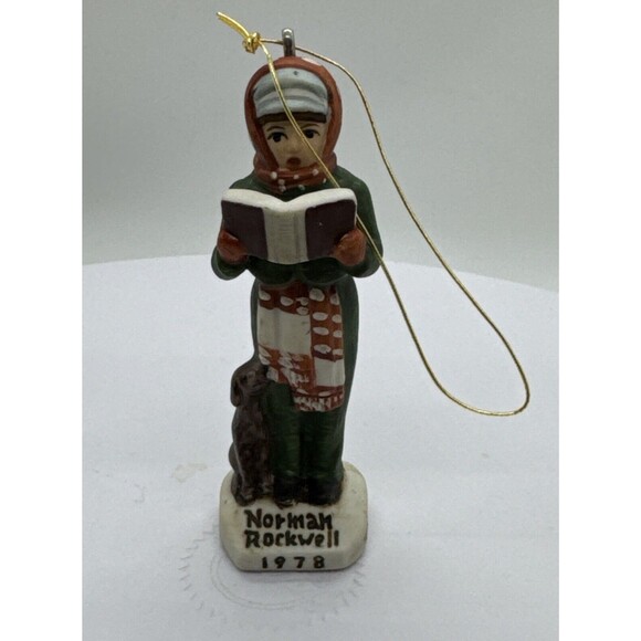 Vtg 1978 Norman Rockwell Christmas Ornament Carolee Caroler Ceramic 3.5" - Picture 8 of 9